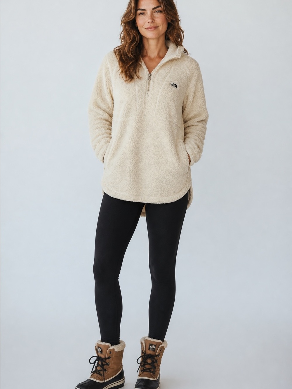 The North Face Women's Ivory Sherpa Half-Zip Pullover